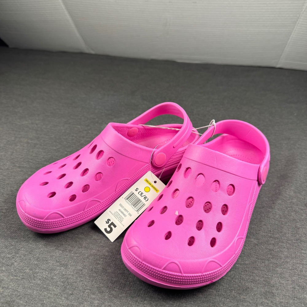 Kids Pink Clogs Size S 5‎ 6 Rubber Slip On Garden Shoes Beach Pool